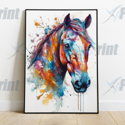 Horse Head Portrait Abstract Illustration With Splash of Colour Art Print