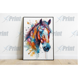 Horse Head Portrait Abstract Illustration With Splash of Colour Art Print