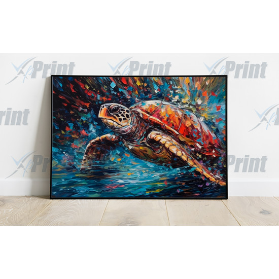 Swimming Turtle Abstract Vibrant Art Print