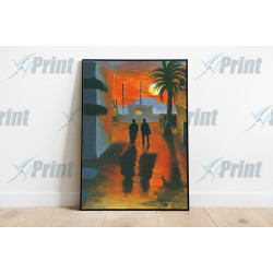 Walking Away At Sunset Art Print