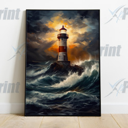 Storm at The Lighthouse Art Print