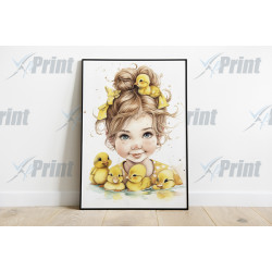 Little Girl With Ducklings Art Print