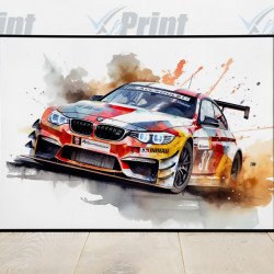 Motor Sport Car Racing Water Colour Style 3 Art Print